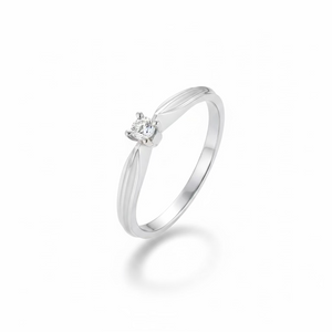 10K White Gold Solitaire Diamond Ring