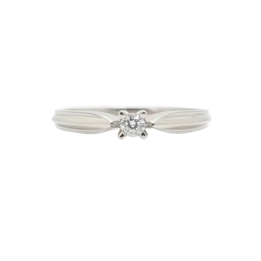 10K White Gold Solitaire Diamond Ring