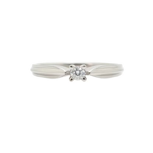 10K White Gold Solitaire Diamond Ring