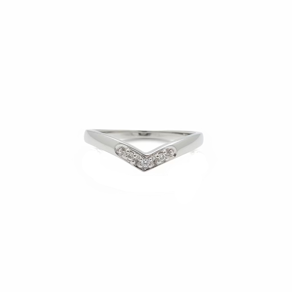 10K White Gold Diamond Chevron Ring