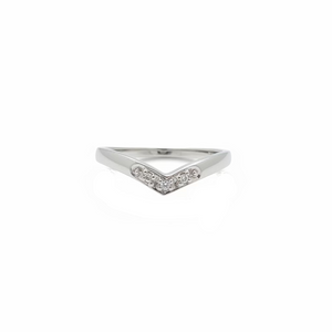 10K White Gold Diamond Chevron Ring