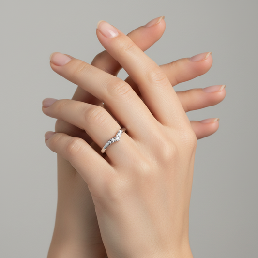 10K White Gold Diamond Chevron Ring