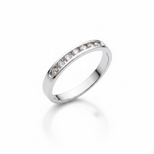 10K White Gold Channel-Set Diamond Wedding Band