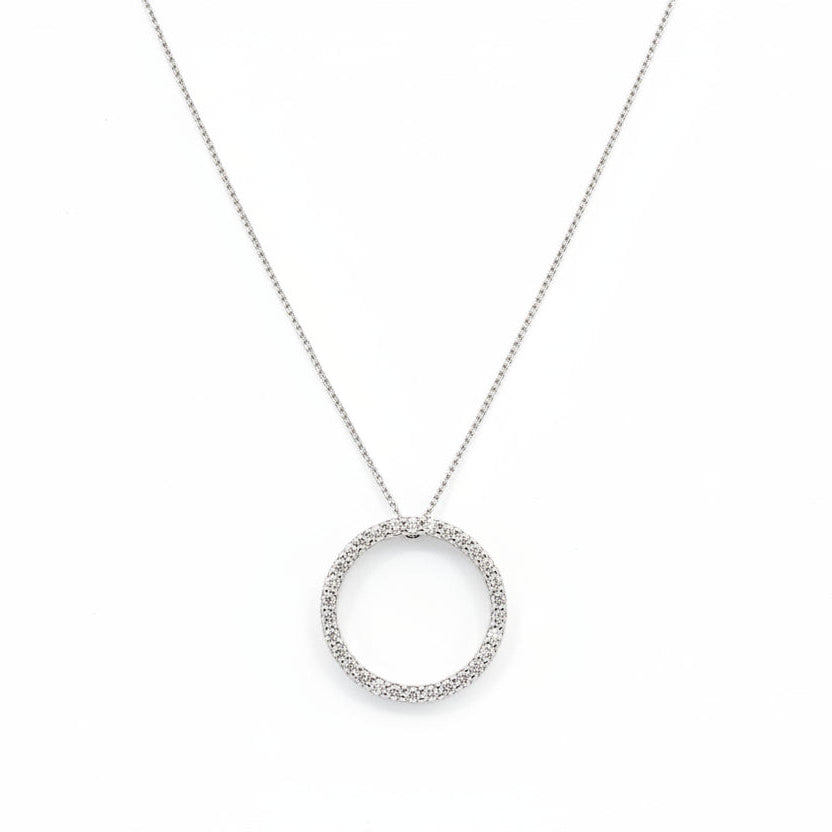 10K White Gold Diamond Life Circle Pendant Necklace, TDW: 0.25ct SI GH