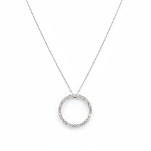 10K White Gold Diamond Life Circle Pendant Necklace, TDW: 0.25ct SI GH