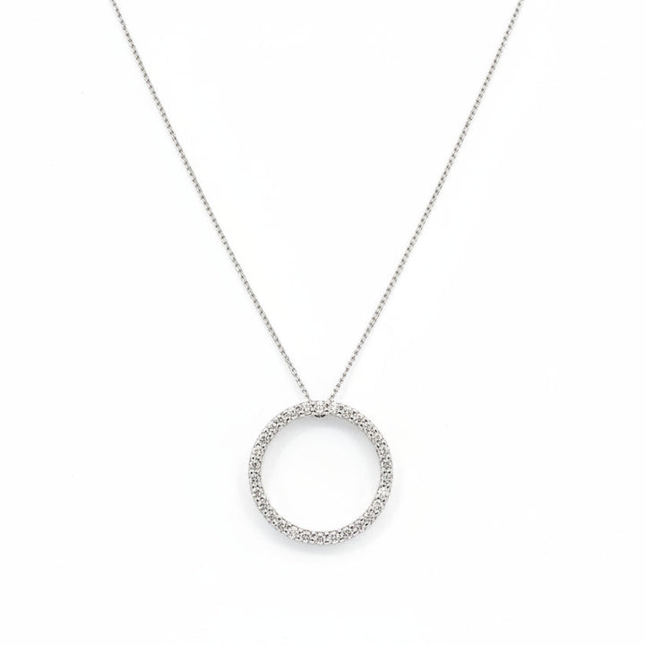 10K White Gold Diamond Life Circle Pendant Necklace, TDW: 0.25ct SI GH