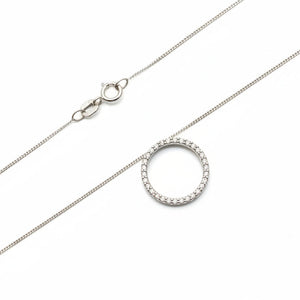 10K White Gold Diamond Life Circle Pendant Necklace, TDW: 0.25ct SI GH