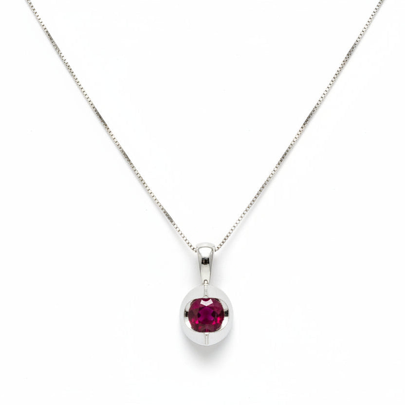 10K White Gold Ruby Pendant Necklace, R: 0.31ct