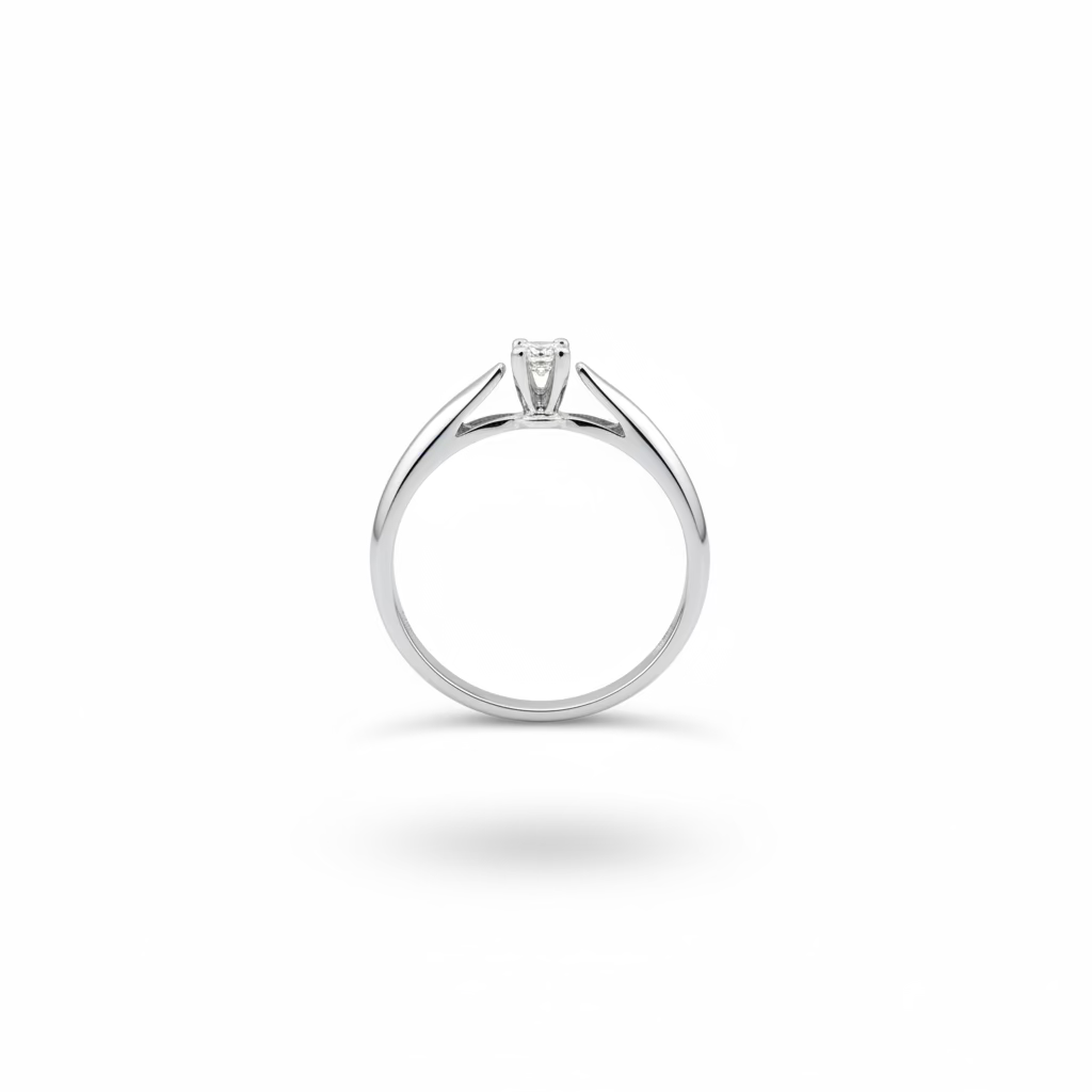 10K White Gold Solitaire Diamond Ring