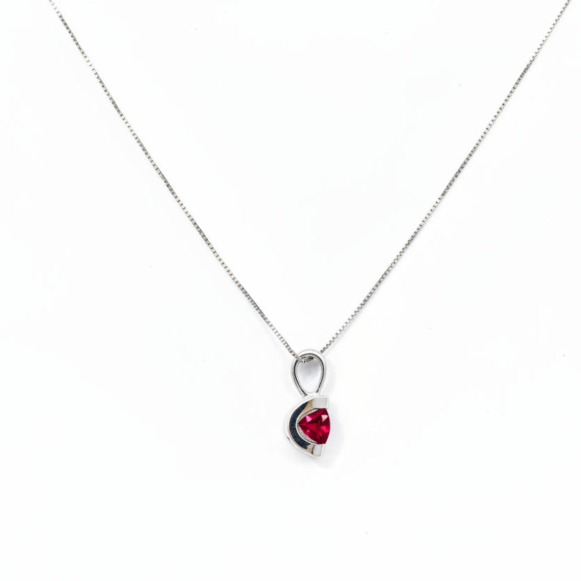 10K White Gold Ruby Pendant Necklace, R: 0.31ct