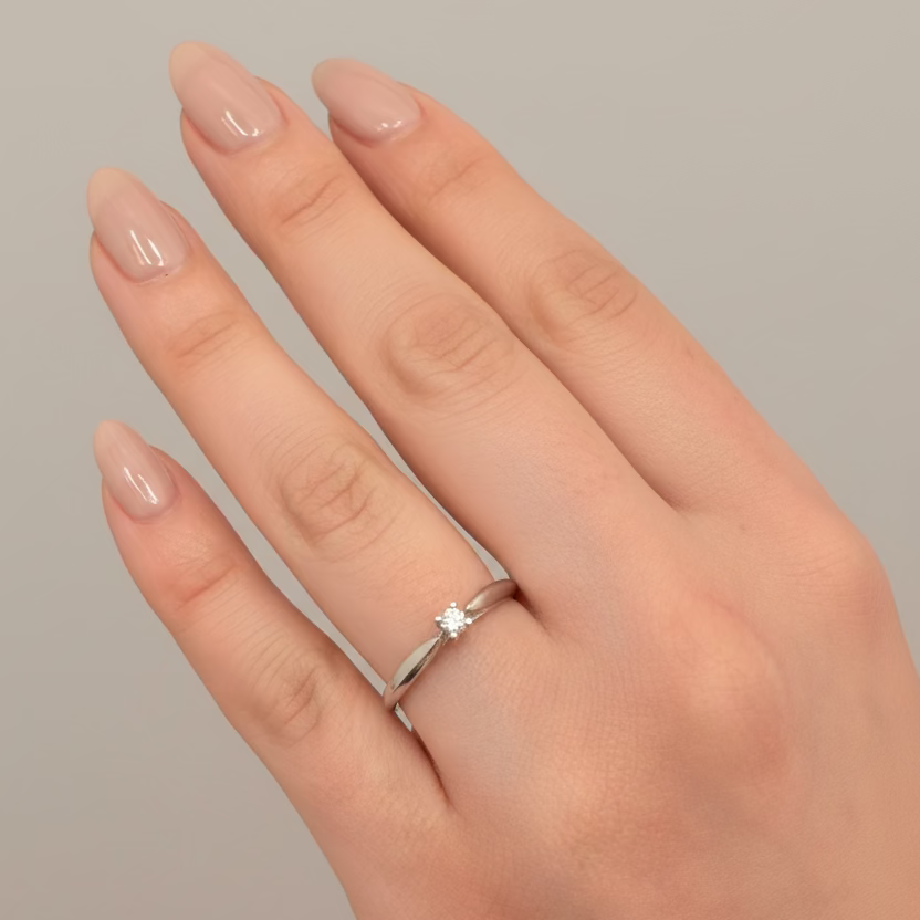 10K White Gold Solitaire Diamond Ring