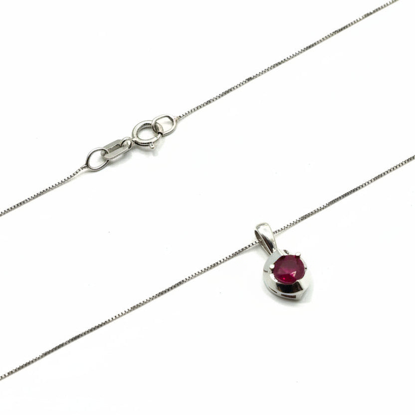 10K White Gold Ruby Pendant Necklace, R: 0.31ct