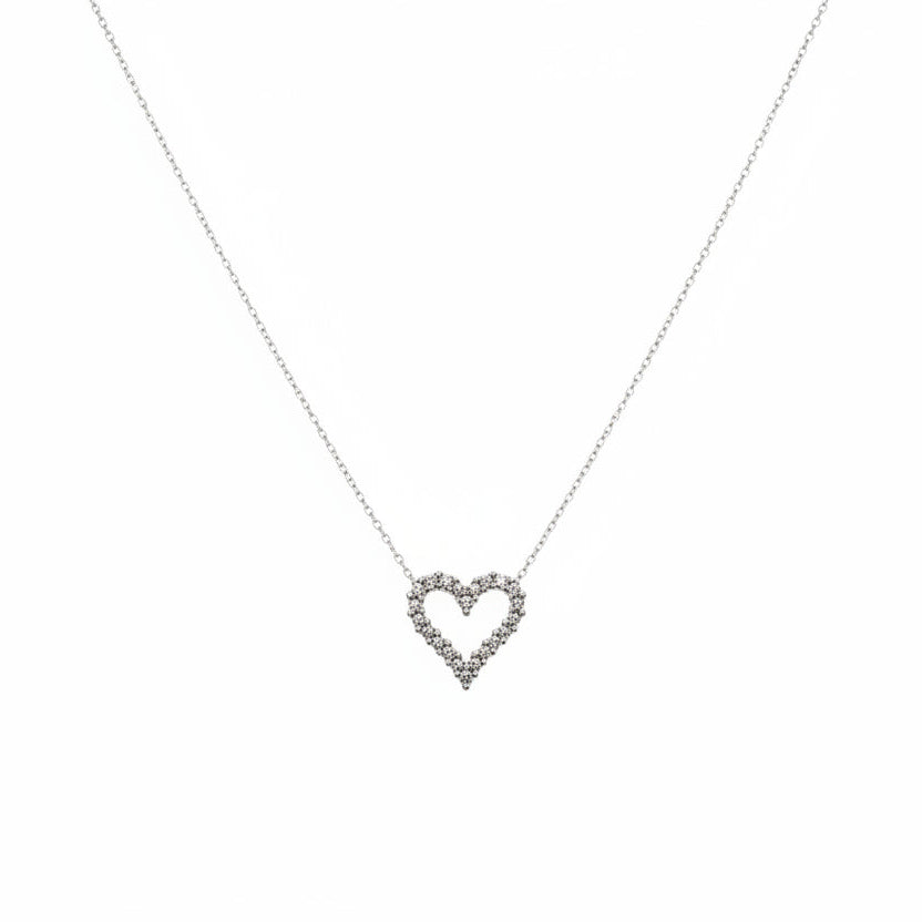 10K White Gold Diamond Heart Pendant Necklace, TDW: 0.33ct SI GH