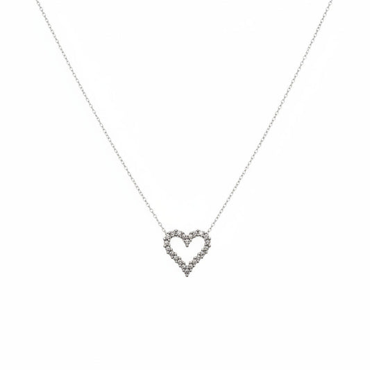 10K White Gold Diamond Heart Pendant Necklace, TDW: 0.33ct SI GH