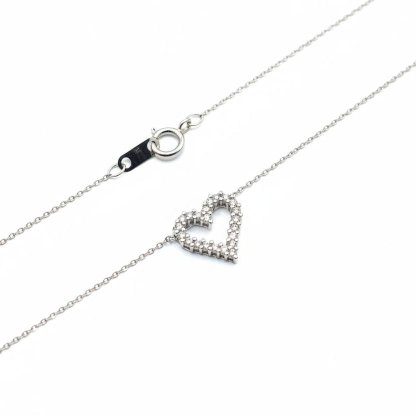 10K White Gold Diamond Heart Pendant Necklace, TDW: 0.33ct SI GH