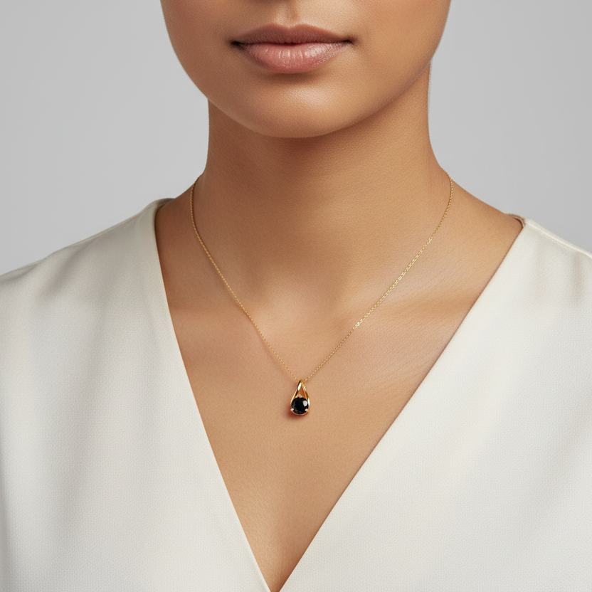 10K Yellow Gold Teardrop Shape Pendant with Sapphire, S: 1.00ct