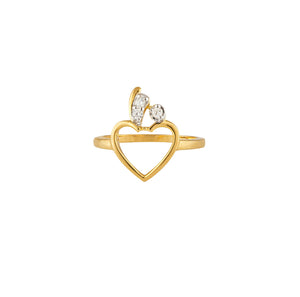 14K Yellow Gold Heart with Three Diamonds Ring, TDW: 0.12ct SI GH