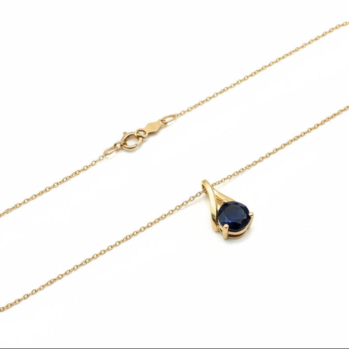 10K Yellow Gold Teardrop Shape Pendant with Sapphire, S: 1.00ct