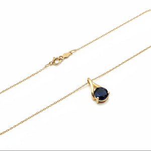 10K Yellow Gold Teardrop Shape Pendant with Sapphire, S: 1.00ct