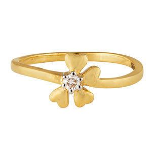Yellow Gold Ring with four Heart and a Diamond0.6ct 14k