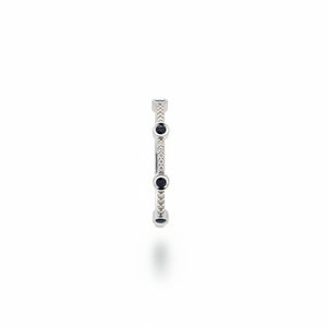10K White Gold Bezel Sapphire & Diamond Station Ring