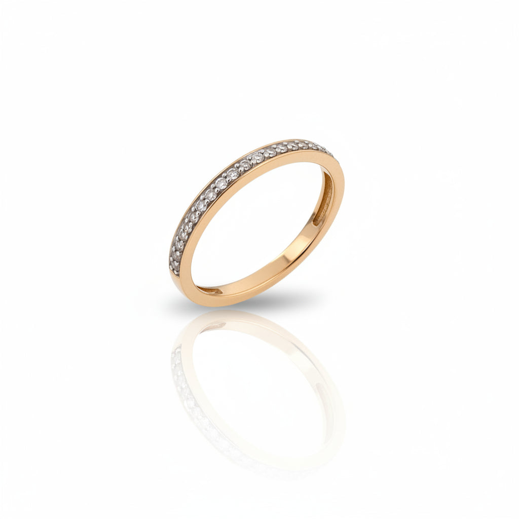 10K Yellow Gold Diamond Half Eternity Band Ring