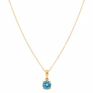 10k Yellow Gold Blue Topaz Solitaire Pendant Necklace