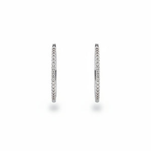 925 Sterling Silver Diamond Hoop Earrings 25mm
