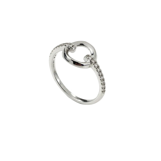 925 Sterling Silver Interlocking Circle With Diamond Ring