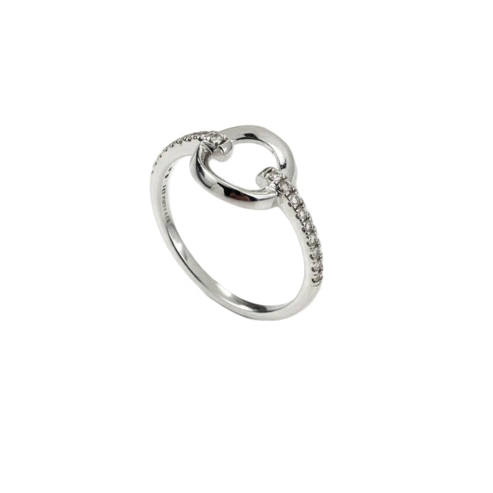 925 Sterling Silver Interlocking Circle With Diamond Ring