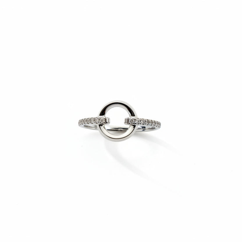 925 Sterling Silver Interlocking Circle With Diamond Ring