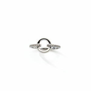 925 Sterling Silver Interlocking Circle With Diamond Ring