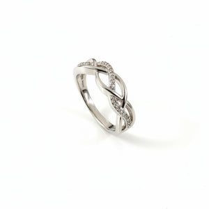 925 Sterling Silver Crossover Pave With Diamond Ring