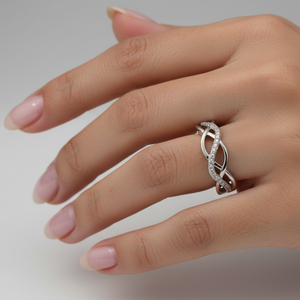 925 Sterling Silver Crossover Pave With Diamond Ring