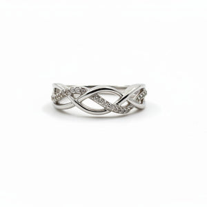 925 Sterling Silver Crossover Pave With Diamond Ring