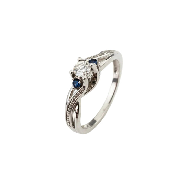 925 Sterling Silver Diamond Setting with Sapphire Ring