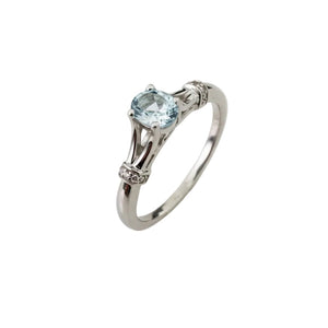 925 Sterling Silver Oval Cut Blue Topaz and Diamonds Ring