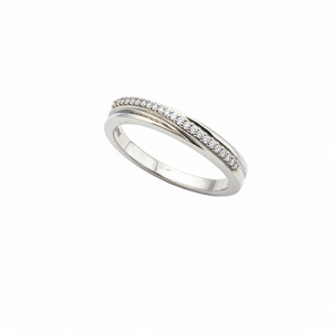 925 Sterling Silver White CZ Crossover Band