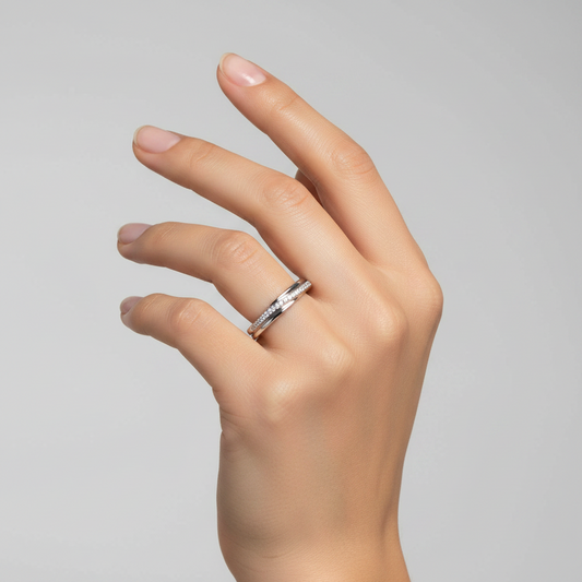 925 Sterling Silver White CZ Crossover Band