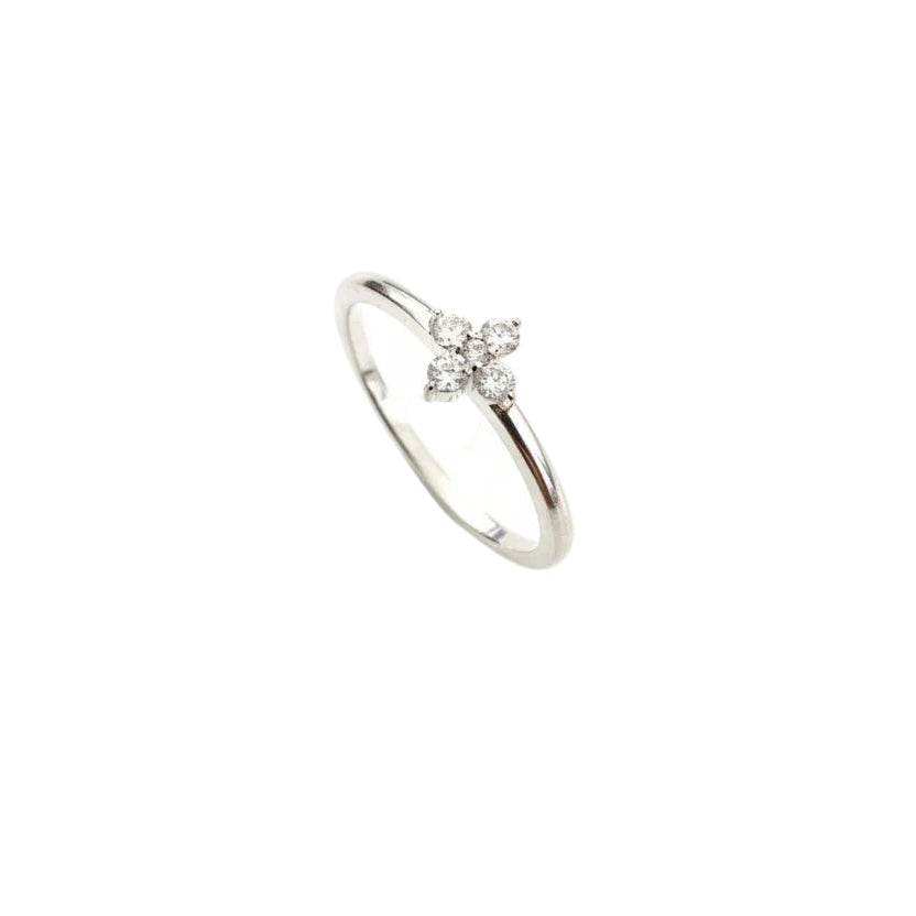 925 Sterling Silver CZ Flower Minimalist Ring