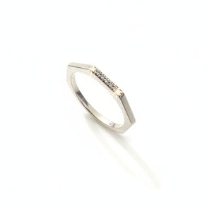 925 Sterling Silver Multifaceted with CZ Ring