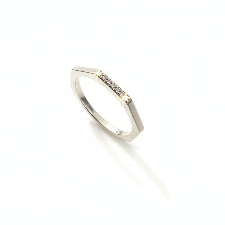 925 Sterling Silver Multifaceted with CZ Ring