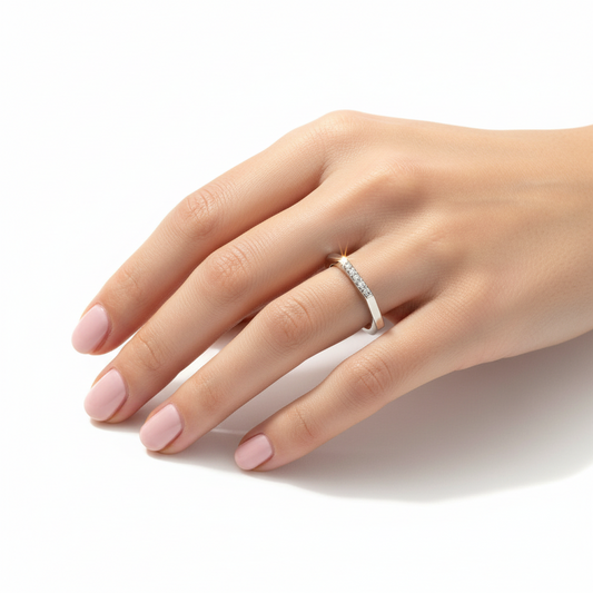 925 Sterling Silver Multifaceted with CZ Ring