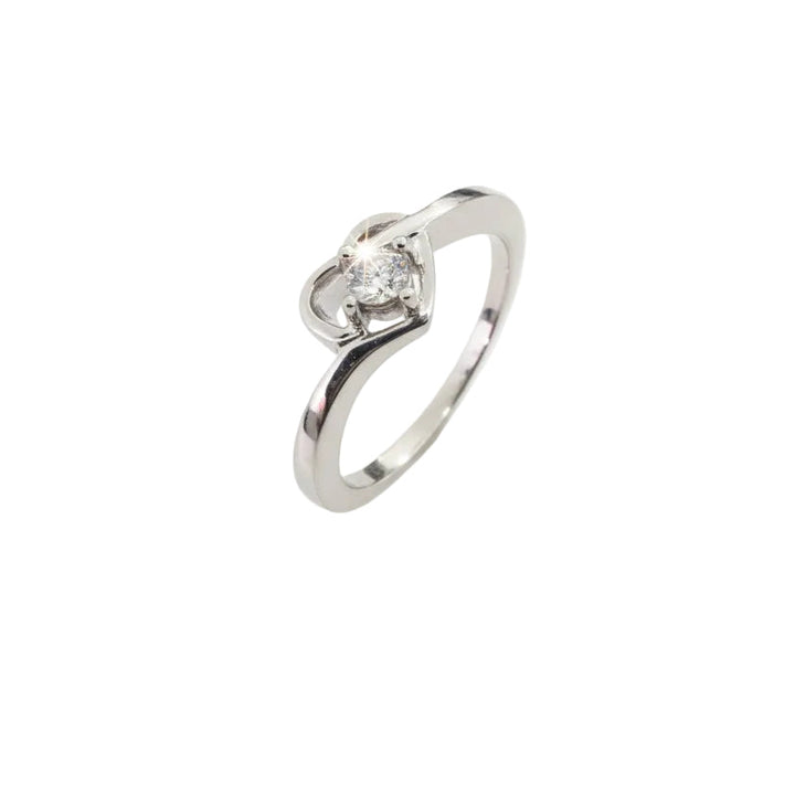 925 Sterling Silver Heart Setting With Diamond Ring