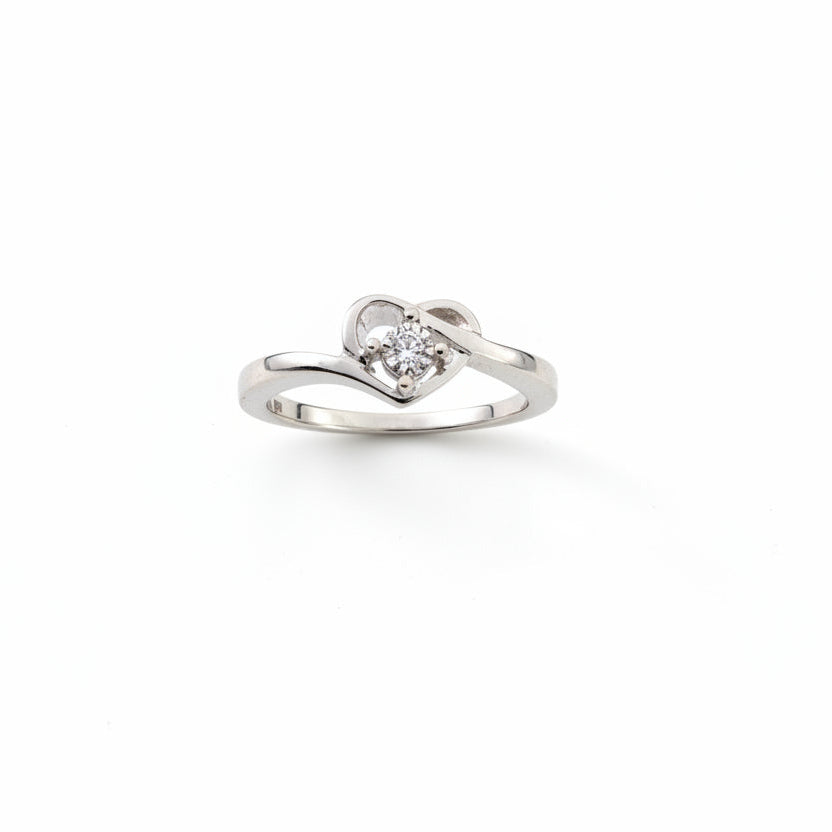 925 Sterling Silver Heart Setting With Diamond Ring