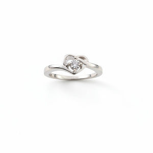 925 Sterling Silver Heart Setting With Diamond Ring