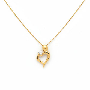 10k Yellow Gold Heart with Diamond Necklace, TDW:0.05ct SI H