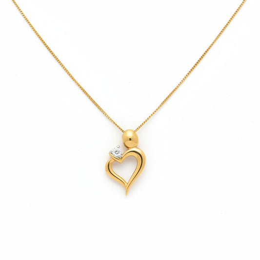 10k Yellow Gold Heart with Diamond Necklace, TDW:0.05ct SI H