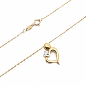 10k Yellow Gold Heart with Diamond Necklace, TDW:0.05ct SI H
