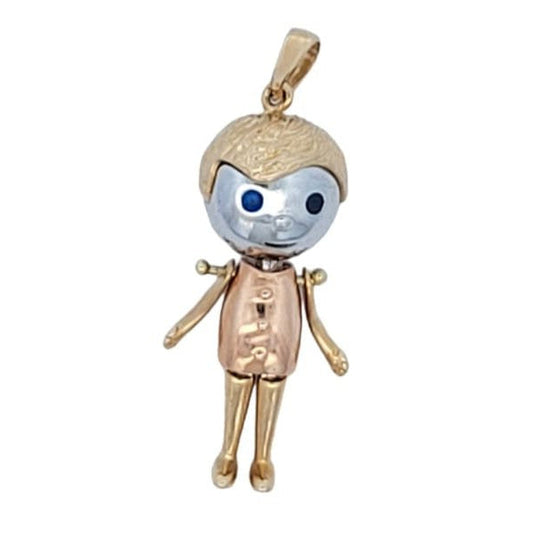 Yellow gold boy figure pendant. 14k